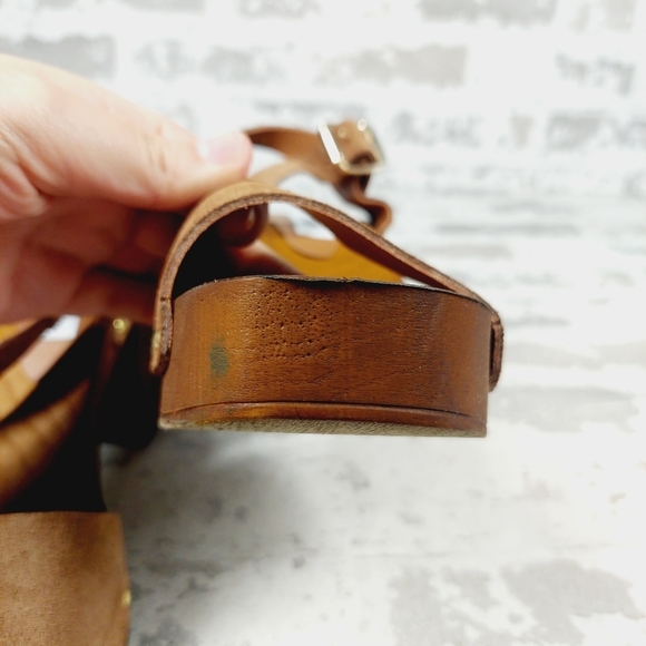 New Steve Madden Alabama Platform Suede Brown Strap Wooden Studded Sandals F659 - Picture 11 of 13